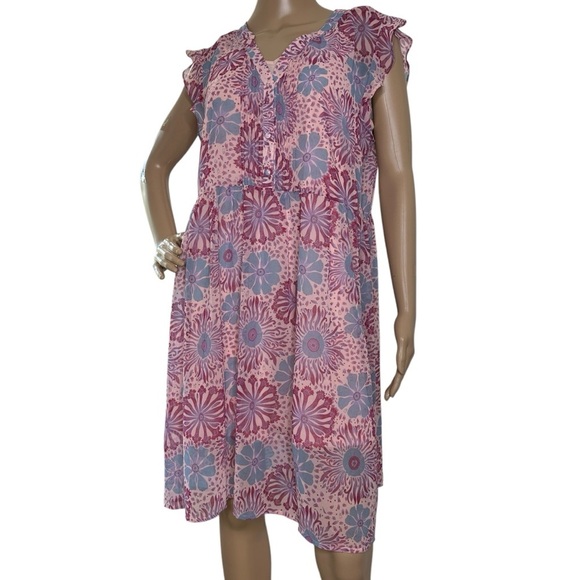 Modcloth Floral Layered Pink Dress Large - Picture 1 of 7